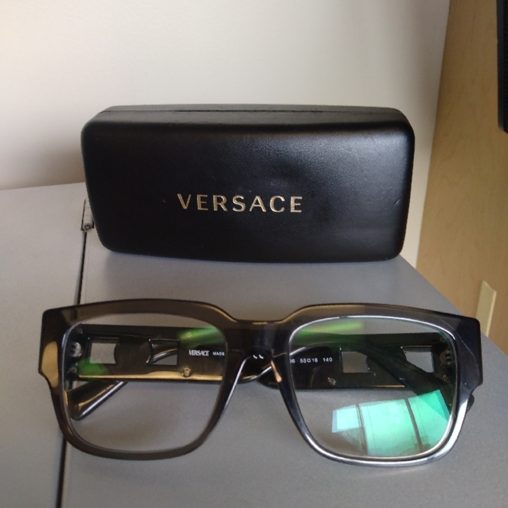 Versace Transparent Gray Glasses and Case
